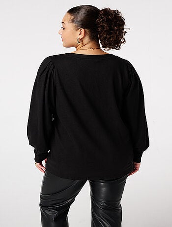 MS MODE Pull Pull finement tricoté à manches bouffantes