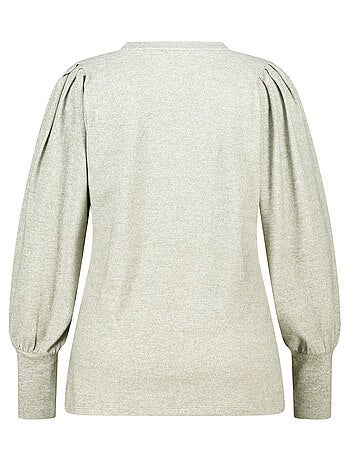 MS MODE Pull Pull finement tricoté à manches bouffantes