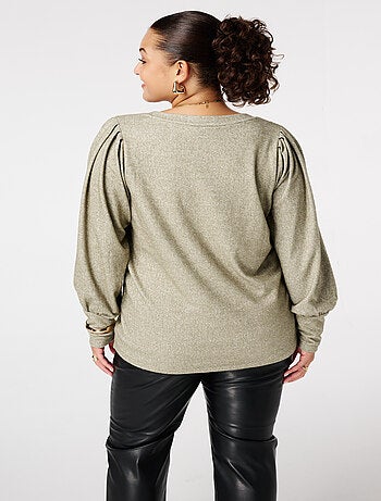 MS MODE Pull Pull finement tricoté à manches bouffantes