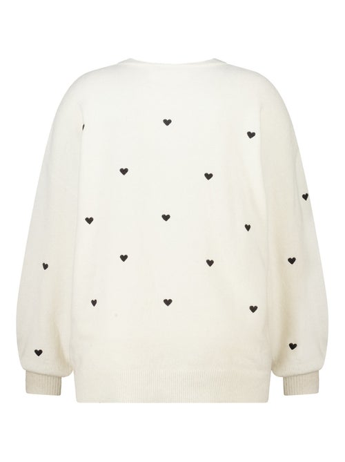 MS MODE Pull Pull finement tricoté avec des cœurs brodés - Kiabi