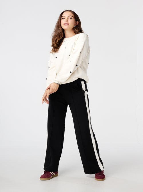 MS MODE Pull Pull finement tricoté avec des cœurs brodés - Kiabi