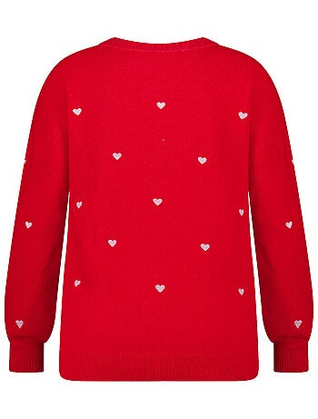 MS MODE Pull Pull finement tricoté avec des cœurs brodés