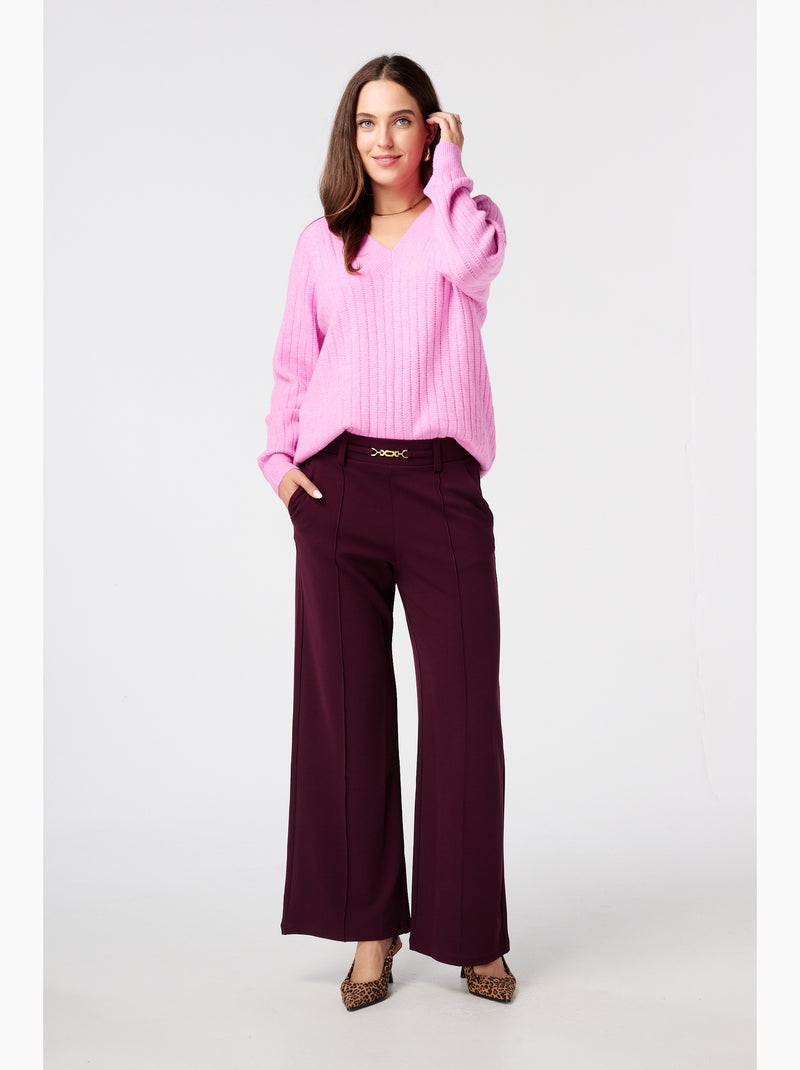 MS MODE Pull Pull finement tricoté avec motif Rose/Vert - Kiabi