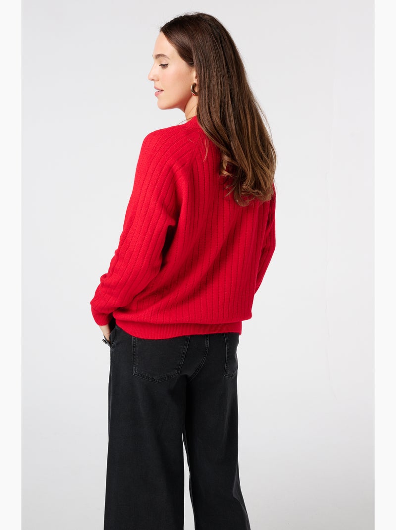 MS MODE Pull Pull finement tricoté avec motif Rouge - Kiabi