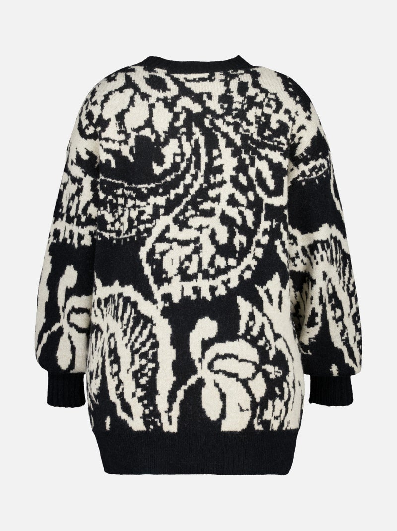 MS MODE Pull Pull imprimé cachemire Noir Blanc - Kiabi