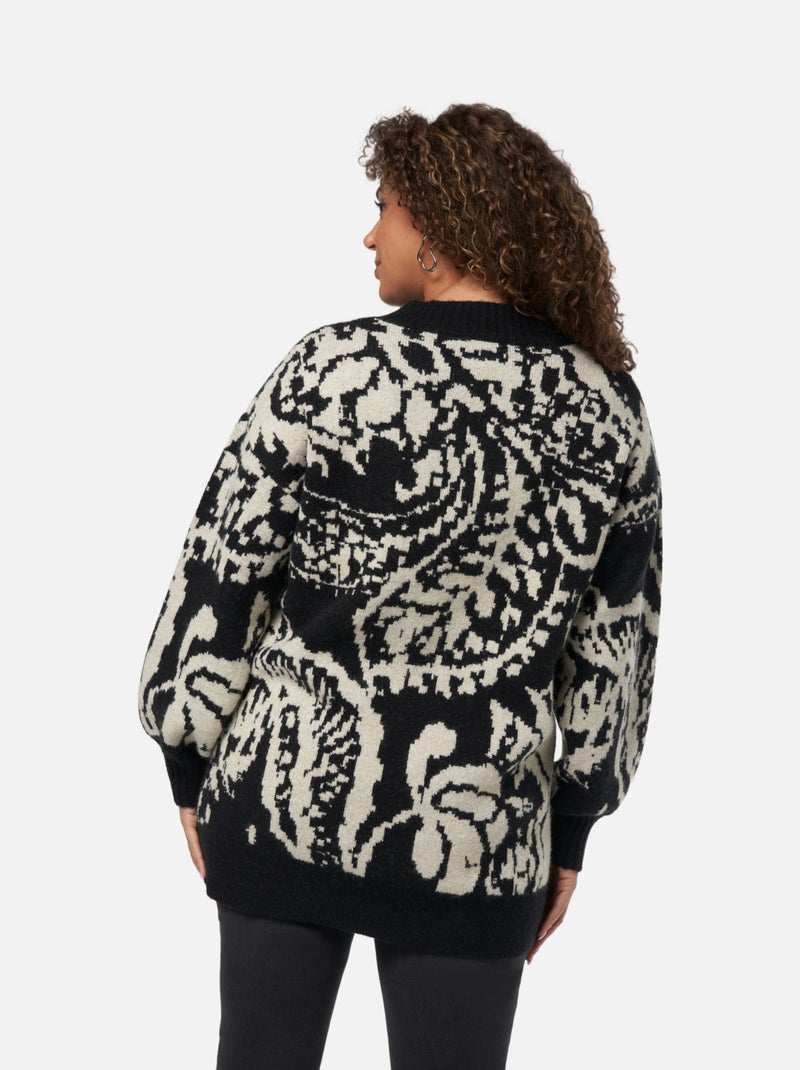 MS MODE Pull Pull imprimé cachemire Noir Blanc - Kiabi