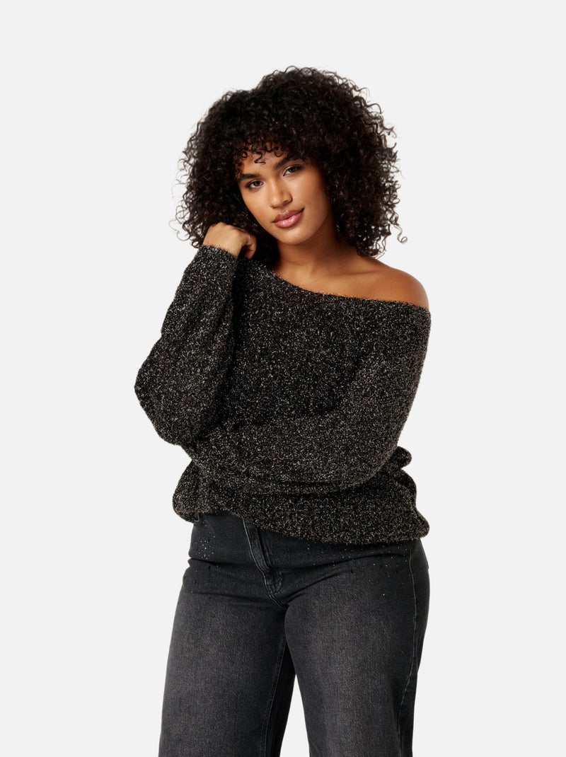 MS MODE Pull Pull molletonné en lurex Noir - Kiabi