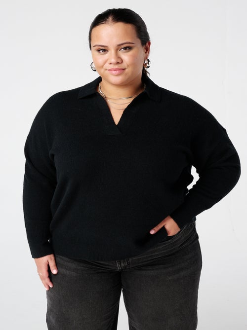 MS MODE Pull Pull polo en maille fine - Kiabi