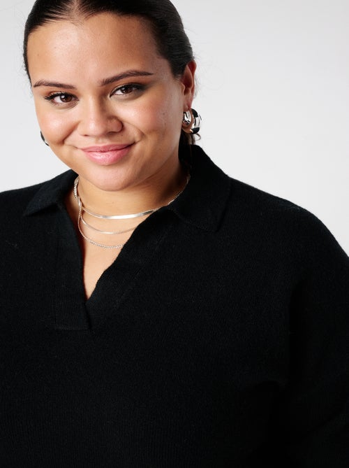 MS MODE Pull Pull polo en maille fine - Kiabi