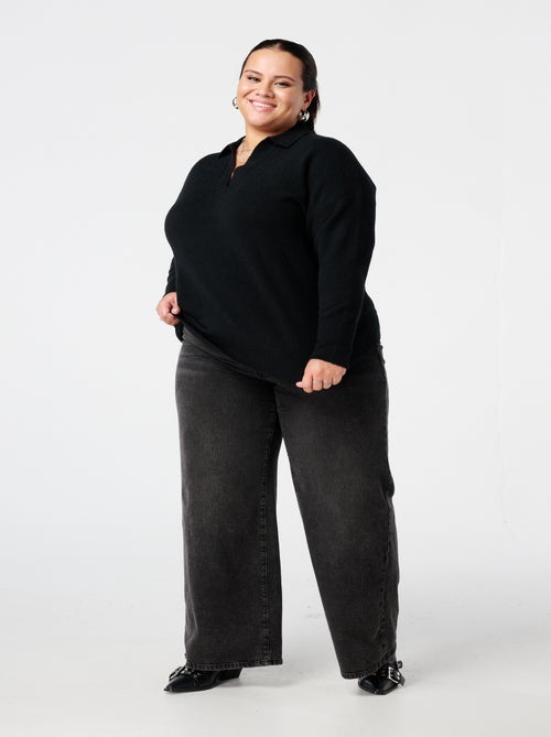 MS MODE Pull Pull polo en maille fine - Kiabi