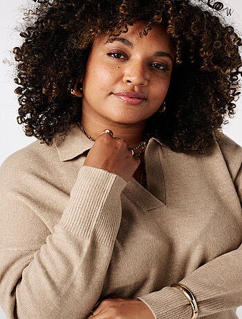 MS MODE Pull Pull polo en maille fine