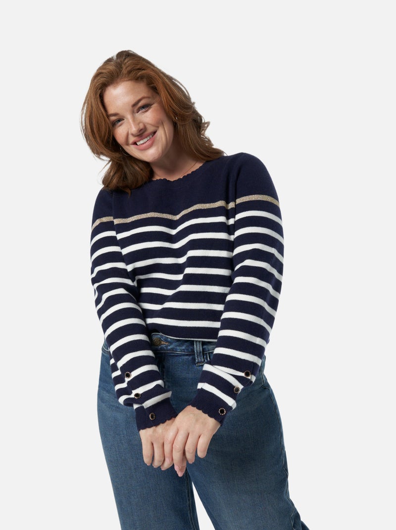 MS MODE Pull Pull rayé avec lurex Bleu ciel - Kiabi