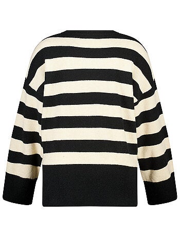 MS MODE Pull Pull tricoté à rayures et fente