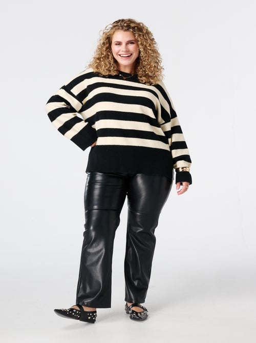 MS MODE Pull Pull tricoté à rayures et fente - Kiabi