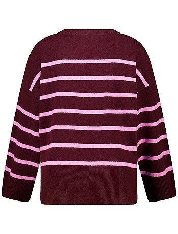 MS MODE Pull Pull tricoté à rayures et fente