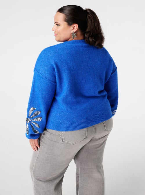 MS MODE Pull Pull tricoté avec paillettes sur les manches - Kiabi