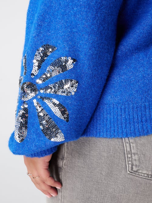 MS MODE Pull Pull tricoté avec paillettes sur les manches - Kiabi