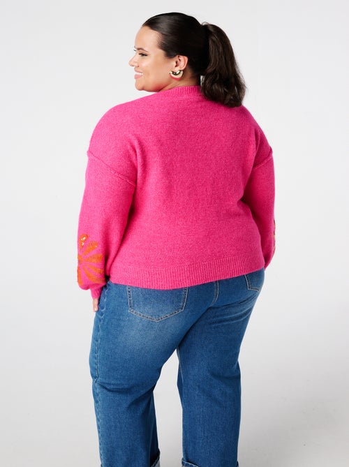 MS MODE Pull Pull tricoté avec paillettes sur les manches - Kiabi