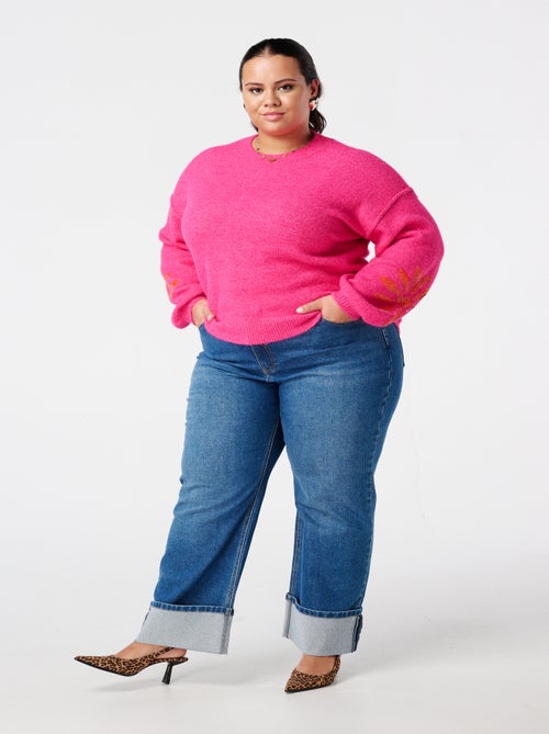 MS MODE Pull Pull tricoté avec paillettes sur les manches - Kiabi