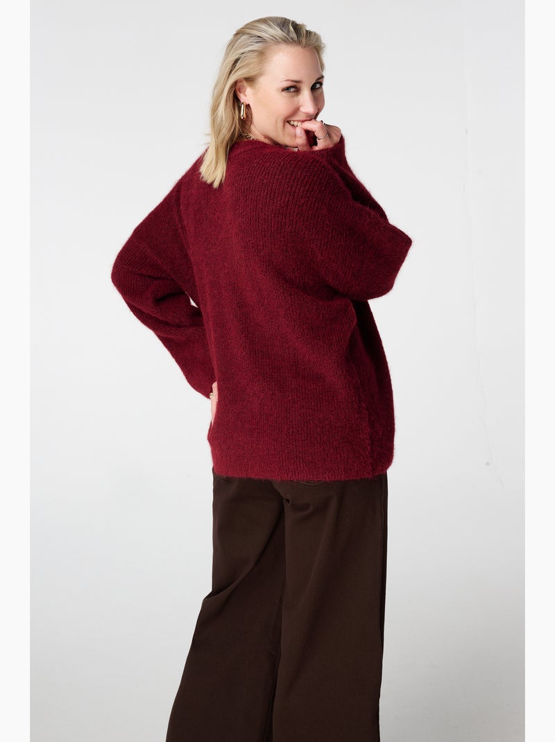 MS MODE Pull Pull tricoté Rouge bordeaux - Kiabi