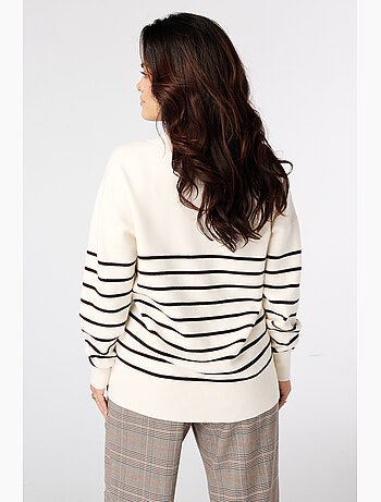 Ms mode pull rayé à col en v