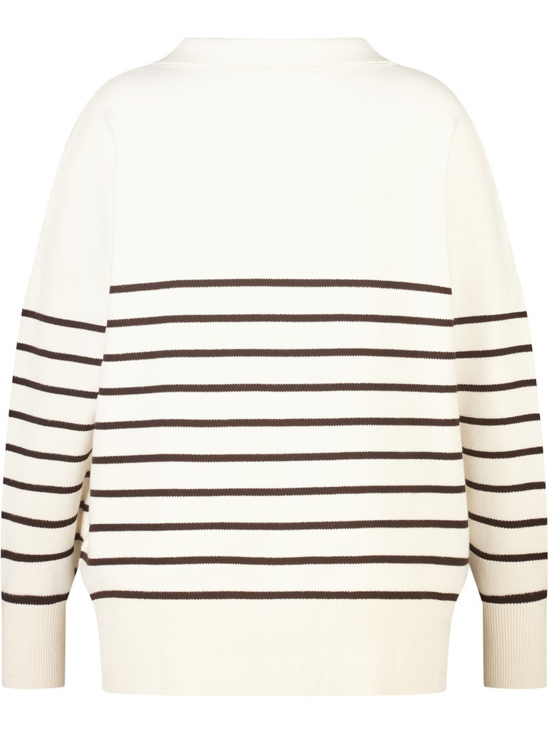 Ms mode pull rayé à col en v Multicolore - Kiabi