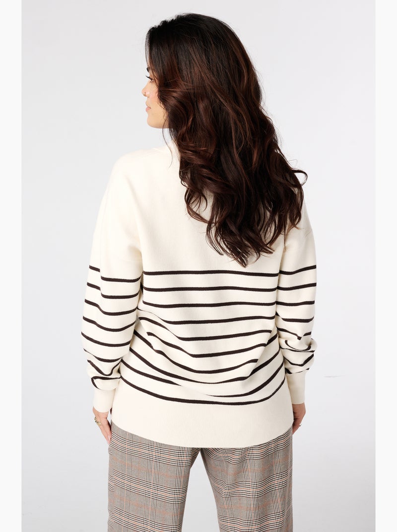 Ms mode pull rayé à col en v Multicolore - Kiabi