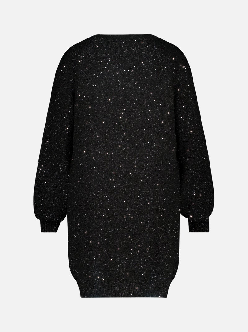 MS MODE Pull Robe en maille avec paillettes Noir - Kiabi