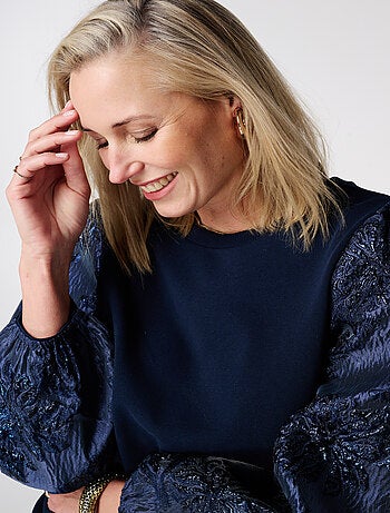 MS MODE Pull Sweat à manches jacquard