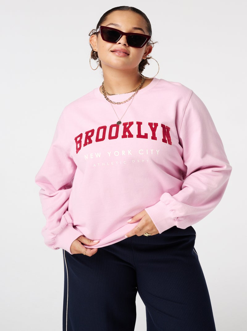 MS MODE Pull Sweat-shirt avec inscription Rose clair - Kiabi