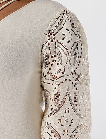 MS MODE Pull Top avec manches en dentelle
