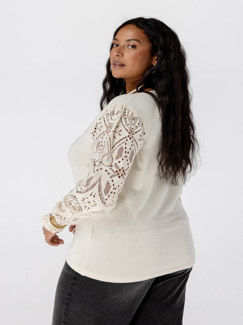 MS MODE Pull Top avec manches en dentelle - Kiabi