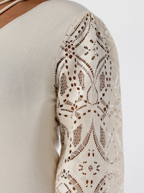 MS MODE Pull Top avec manches en dentelle - Kiabi