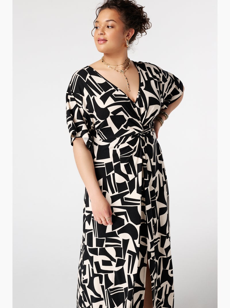 Ms mode robe imprimée Noir Blanc - Kiabi