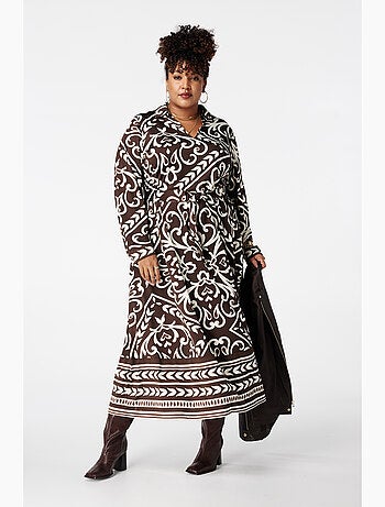 MS MODE Robe Robe à imprimé cachemire avec ceinture