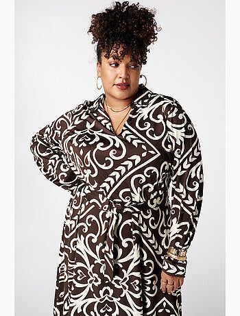 MS MODE Robe Robe à imprimé cachemire avec ceinture