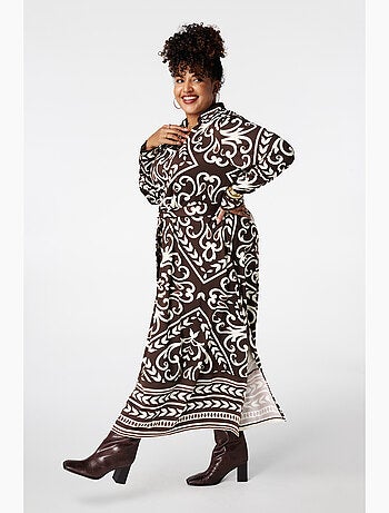 MS MODE Robe Robe à imprimé cachemire avec ceinture