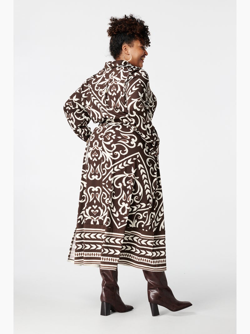 MS MODE Robe Robe à imprimé cachemire avec ceinture Marron caramel - Kiabi