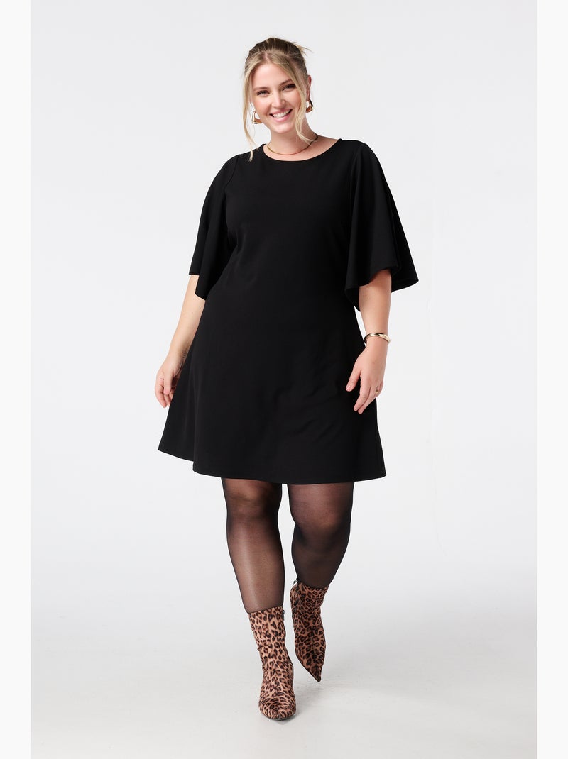 Mit Ms Robe MS MODE Robe Robe à manches papillon - Noir - Grandes tailles - Femme ...