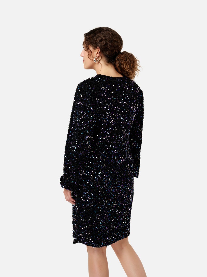 MS MODE Robe Robe à paillettes Violet figue - Kiabi