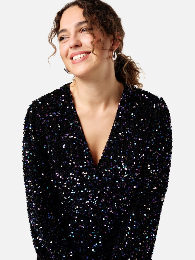 MS MODE Robe Robe à paillettes Violet figue - Kiabi