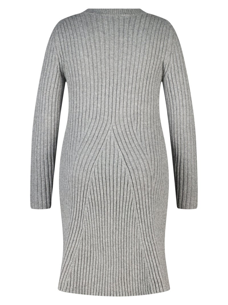 Mit Ms Robe MS MODE Robe Robe ajustée et évasée en maille - Gris - Grandes tailles ...
