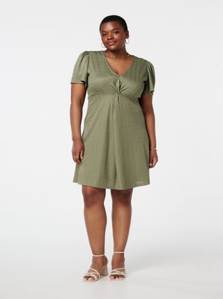 MS MODE Robe Robe avec bouton fantaisie