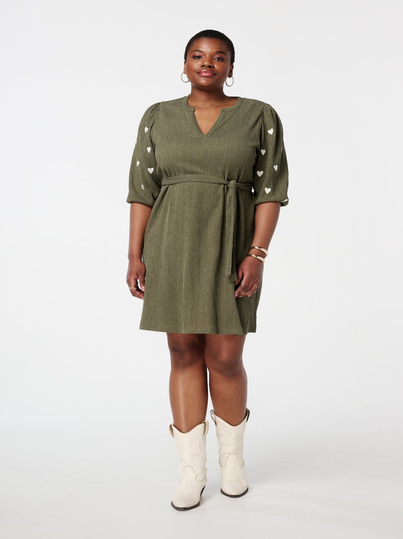 MS MODE Robe Robe avec cœurs brodés Latte - Kiabi