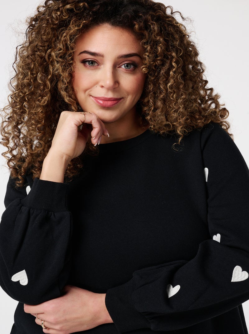 MS MODE Robe Robe avec cœurs fantaisie Noir - Kiabi