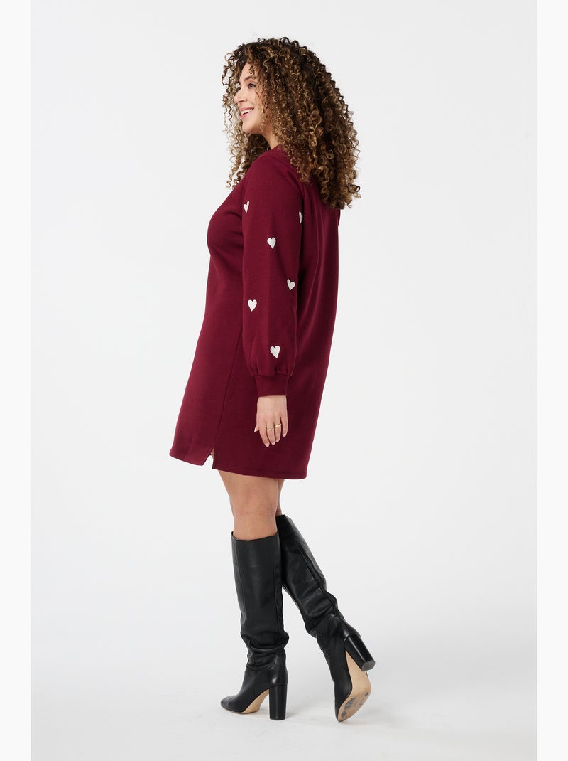 MS MODE Robe Robe avec cœurs fantaisie Rouge foncé - Kiabi