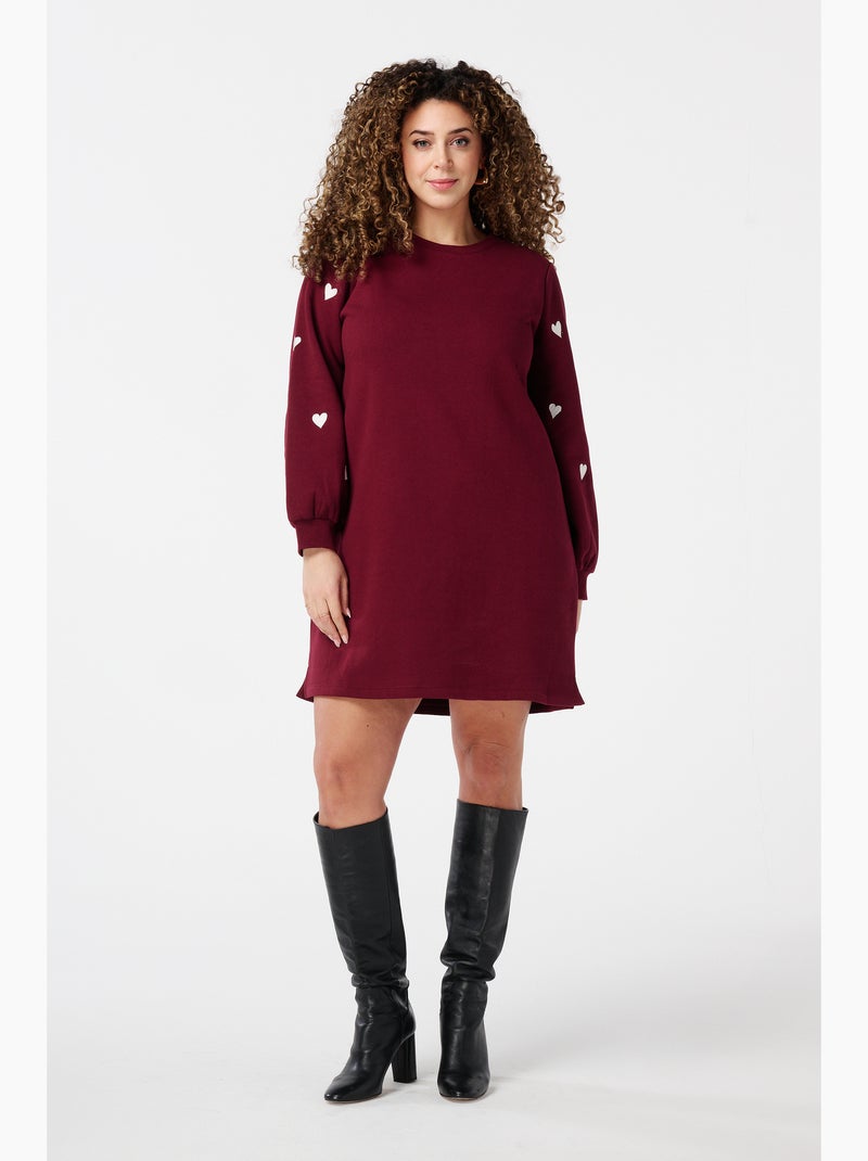 MS MODE Robe Robe avec cœurs fantaisie Rouge foncé - Kiabi
