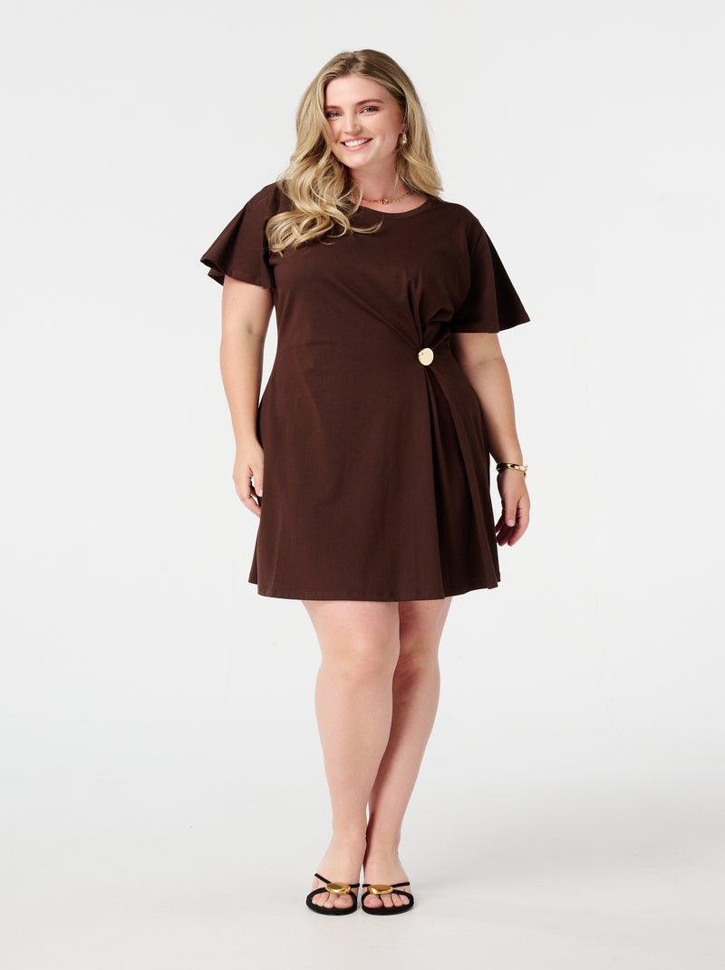 MS MODE Robe Robe avec détail torsadé Marron chocolat - Kiabi