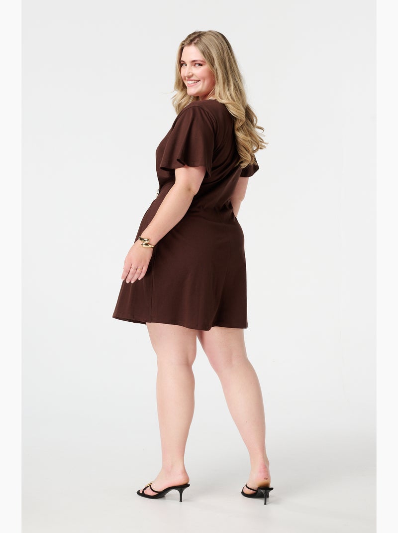 MS MODE Robe Robe avec détail torsadé Marron foncé - Kiabi