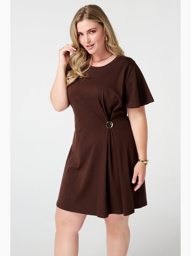MS MODE Robe Robe avec détail torsadé Marron foncé - Kiabi